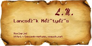 Lancsák Mátyás névjegykártya